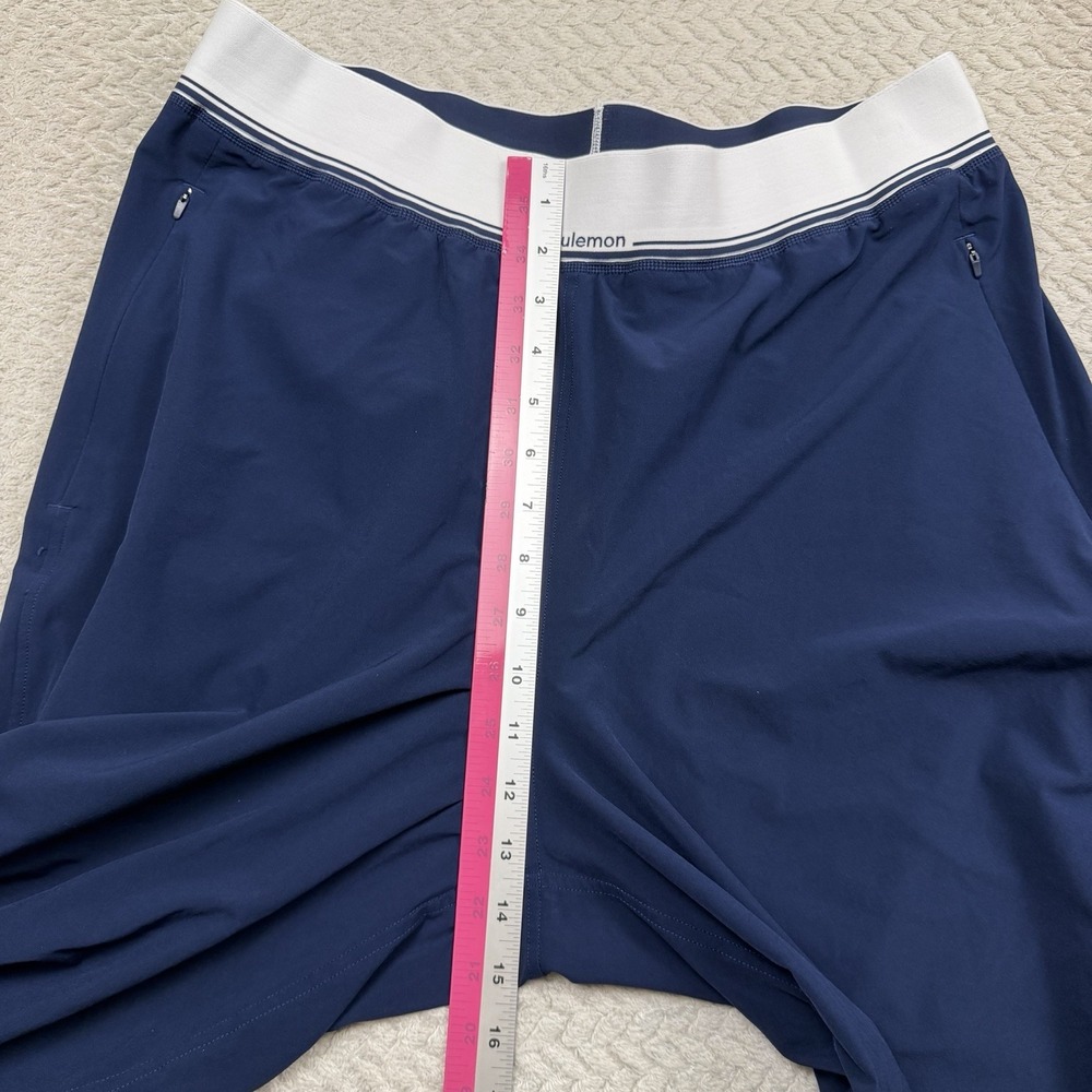Lululemon Swift High-Rise Wide-Leg Pant Logo Waistband Blue White XL Sporty Chic - Picture 4 of 11